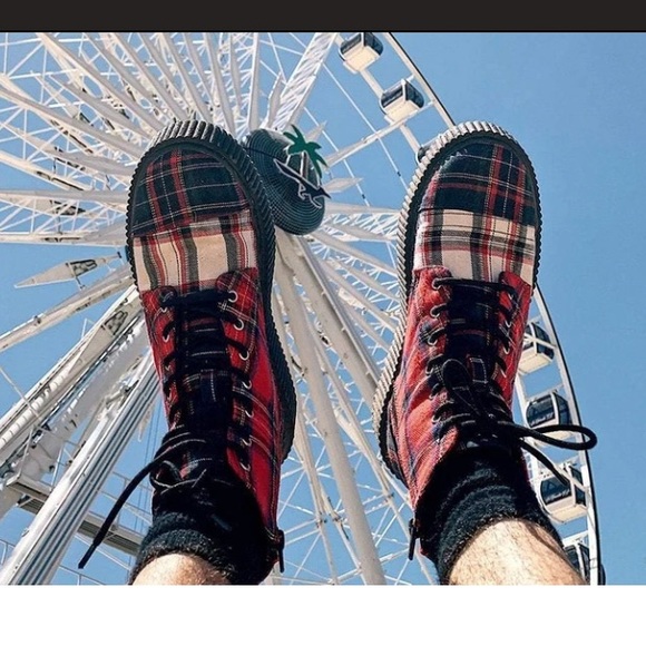 TUK mixed plaid Casbah creeper combat boots - Picture 5 of 11